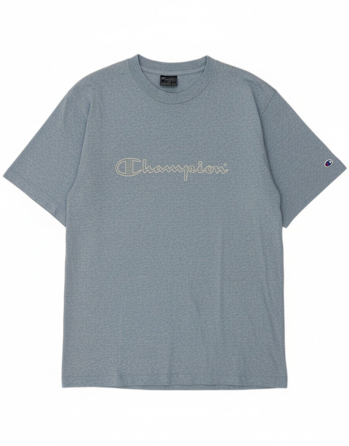 CHAMPION Mens Graphic T-Shirt Top Large Blue Flecked Vintage Champion and Second-Hand Champion from Messina Hembry 