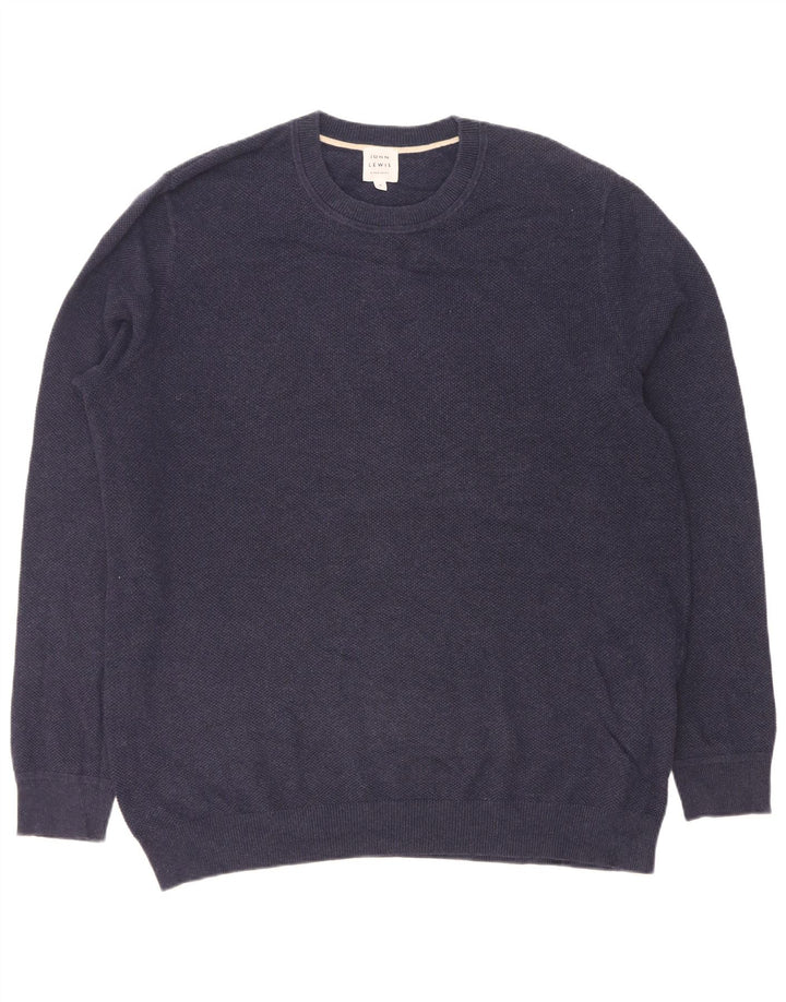John Lewis Herre sweater med rund hals, mellemblå marineblå bomuld