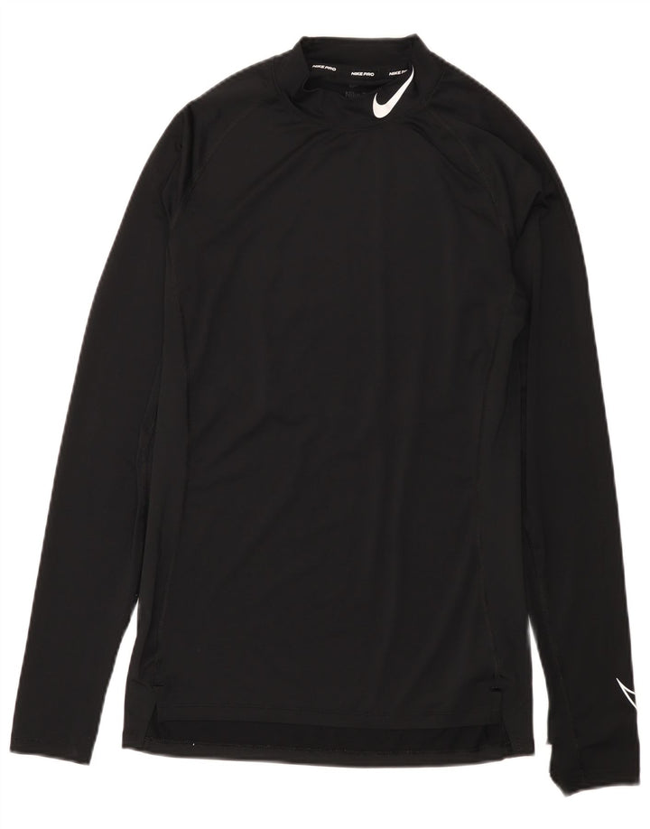 Nike Herren Dri Fit Graphic Top Langarm Mittelschwarzes Polyester