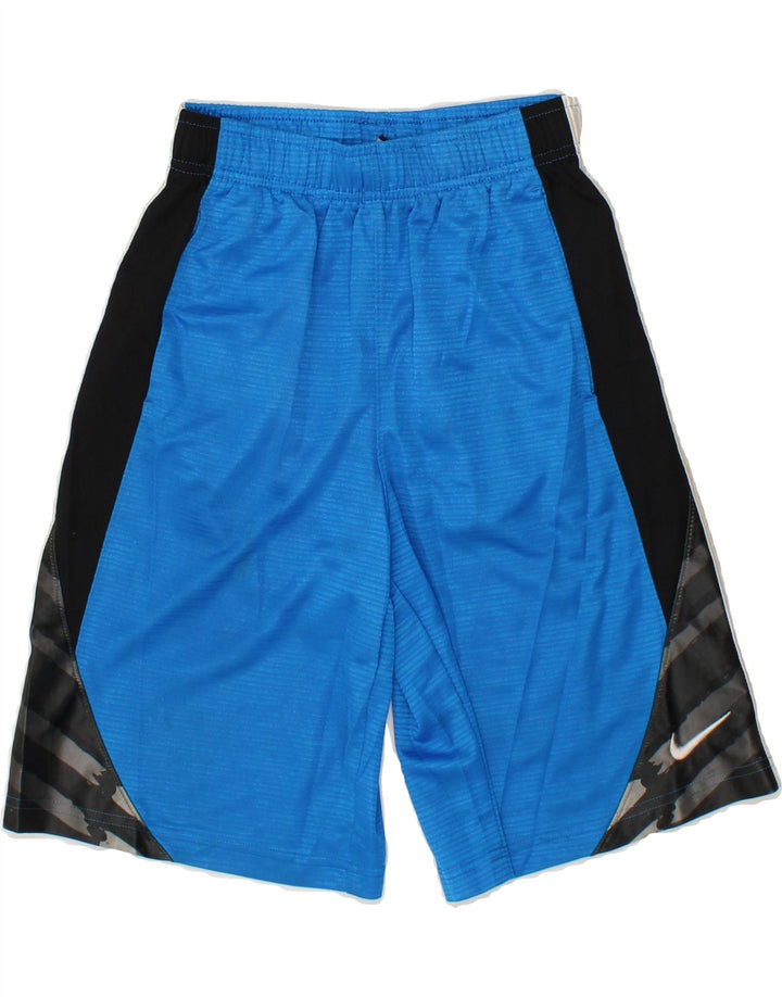 NIKE Boys Sport Shorts 10-11 Years Medium Blue Colourblock Polyester Vintage Nike and Second-Hand Nike from Messina Hembry 