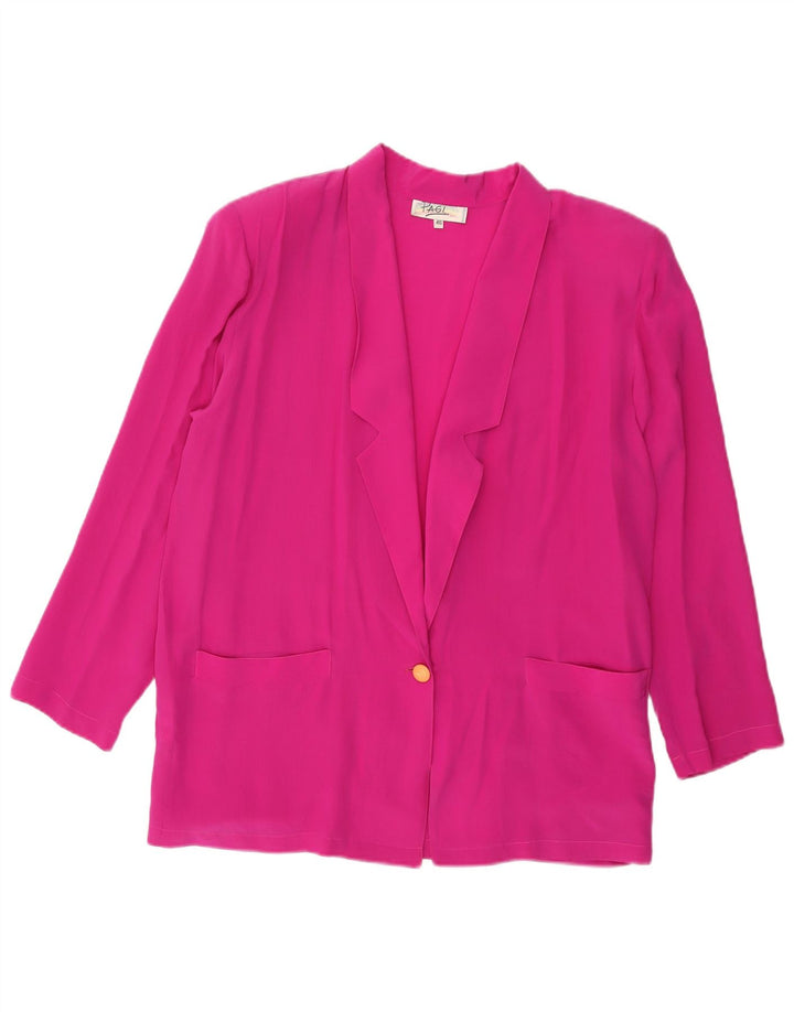 Vintage Damen 1 Knopf Blazer Jacke IT 46 Große rosa Seide