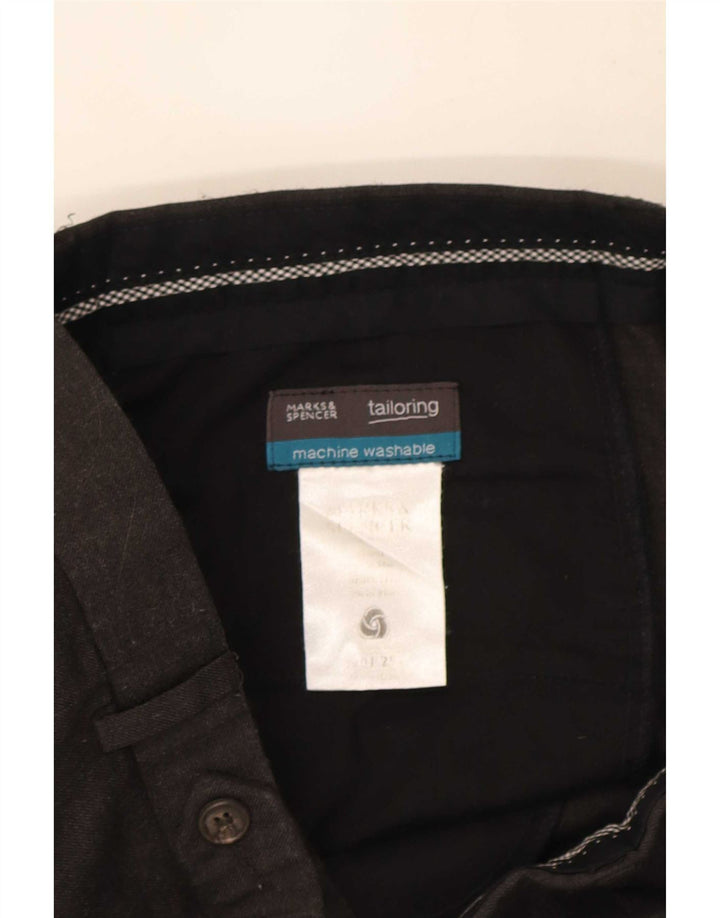 Marks & Spencer Mens Straight Suit Trousers W34 L31 Black Wool