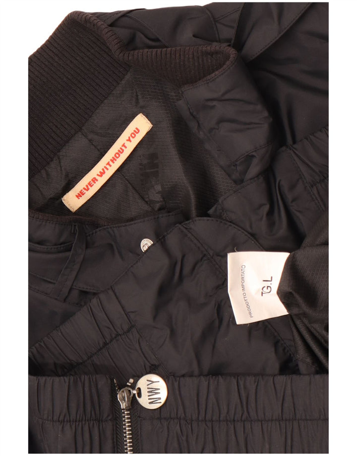 Vintage Mens Graphic Utility Jacket UK 40 Large Black Nylon