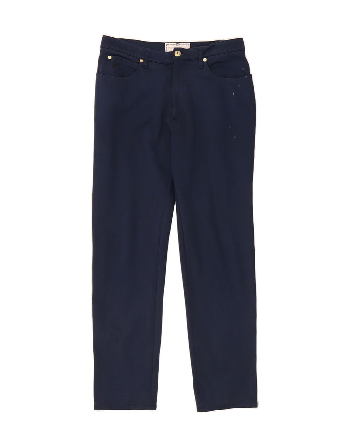 ROCCOBAROCCO Mens Slim Casual Trousers W33 L30 Navy Blue Polyester Vintage Roccobarocco and Second-Hand Roccobarocco from Messina Hembry 