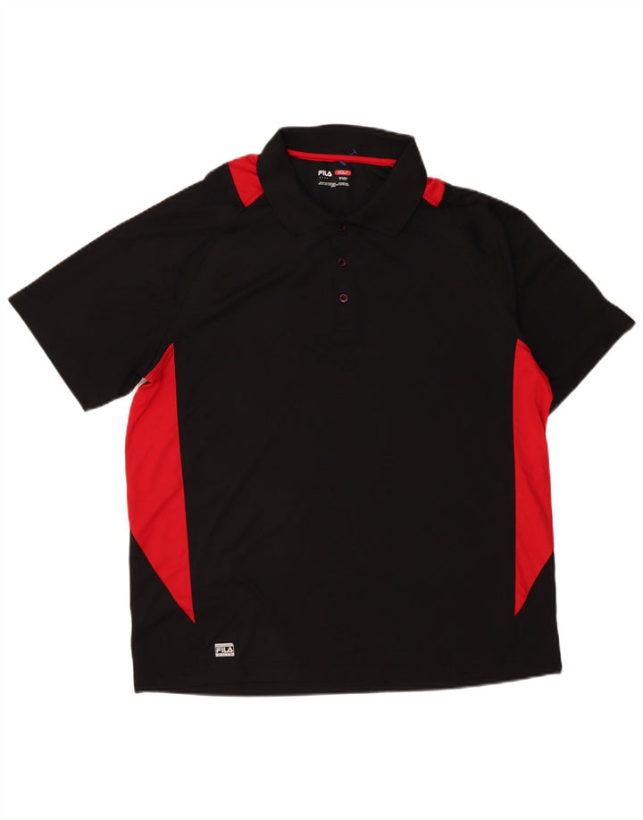 FILA Mens Polo Shirt Large Black Colourblock