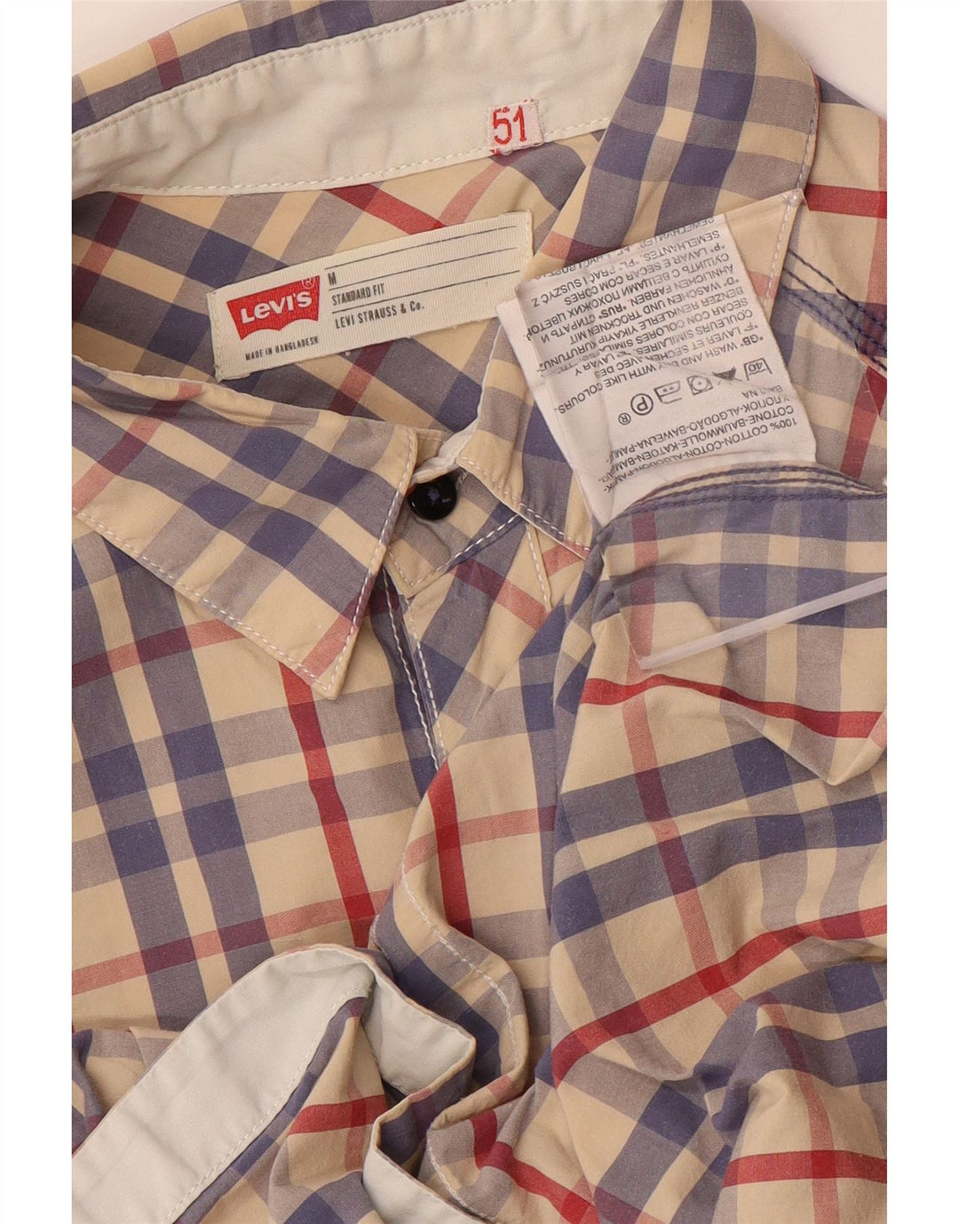 Levi's Mens Standard Fit Shirt Medium Multicoloured Check Cotton