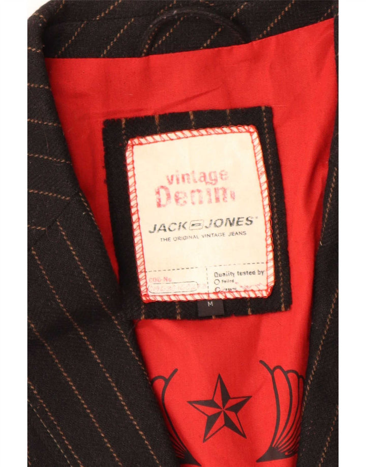 Jack & Jones Mens Graphic Blazer Jacket UK 38 Medium Black Pinstripe