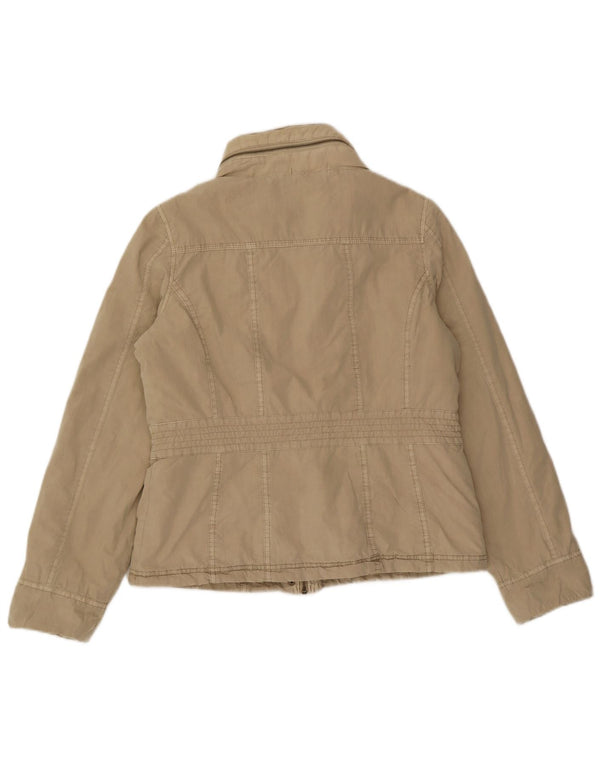 Marks & Spencer Womens Hooded Utility Jacket UK 12 Medium Beige Cotton