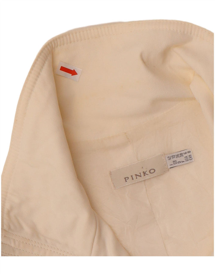 PINKO Womens Military Jacket UK 10 Small Off White Polyamide