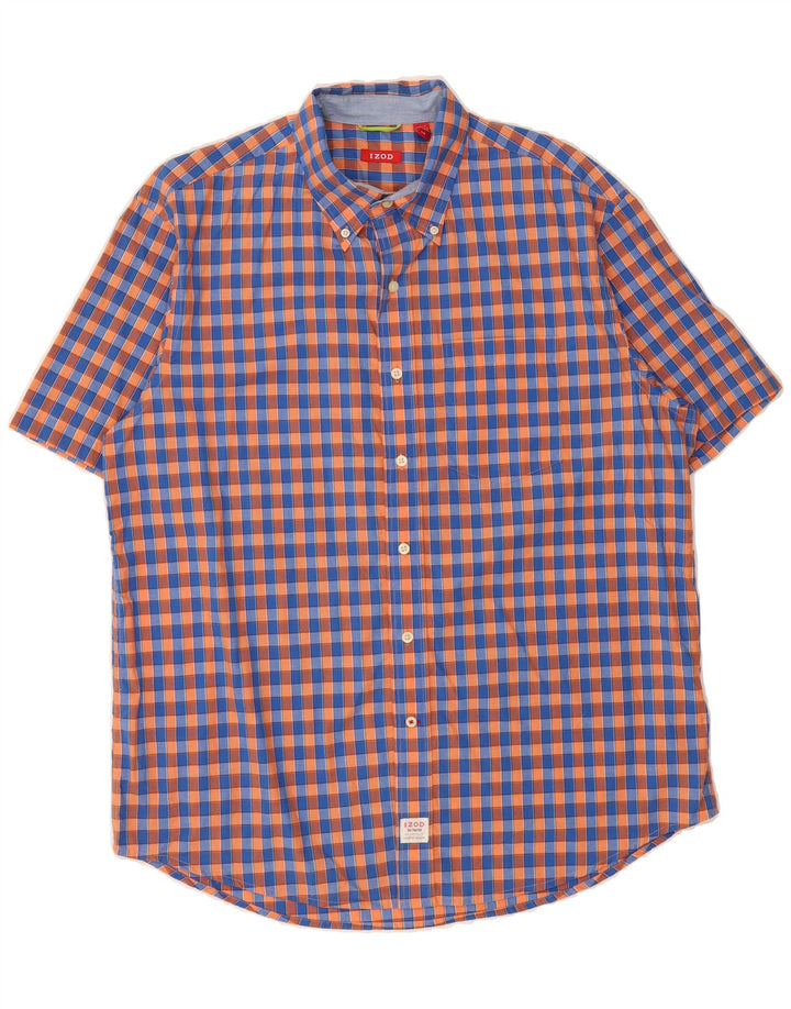 IZOD Mens Short Sleeve Shirt Large Blue Check Cotton Vintage Izod and Second-Hand Izod from Messina Hembry 