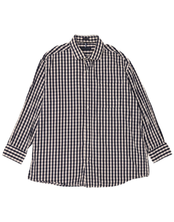 Tommy Hilfiger Mens Regular Fit Shirt Size 17 1/2 XL Navy Blue Gingham