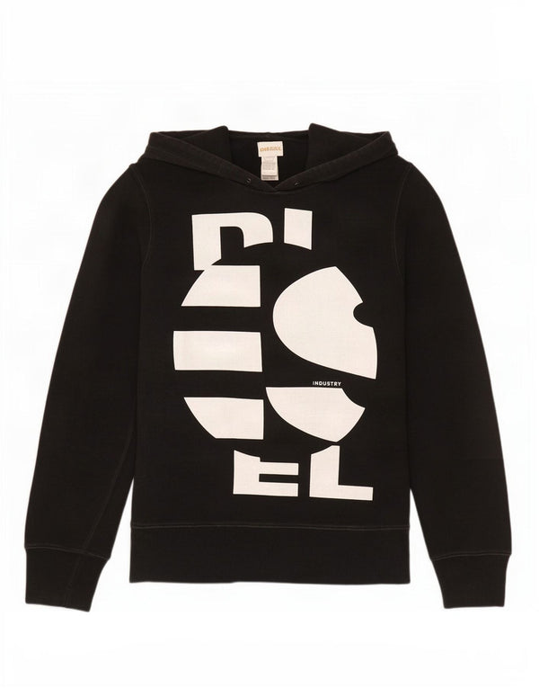 Maglione con cappuccio grafico da uomo Diesel grande in cotone nero