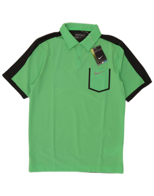 Polo Nike da uomo Dri Fit piccola in poliestere color block verde