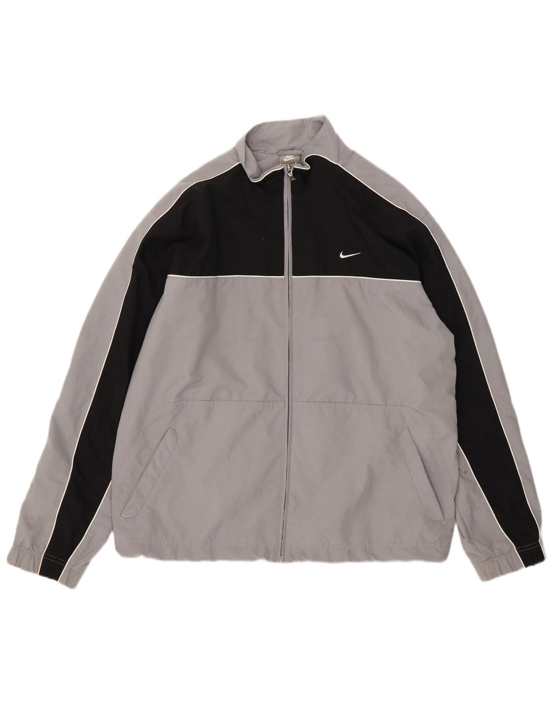 Nike Mens Tracksuit Top Jacket UK 41/43 Large Grey Colourblock Polyester