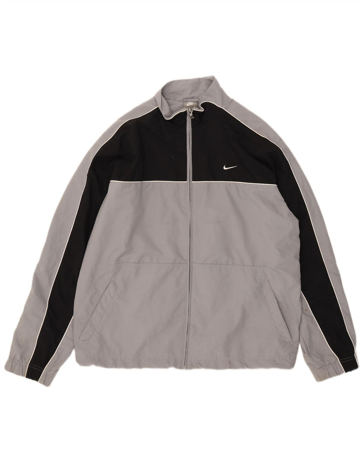 Nike Mens Tracksuit Top Jacket UK 41/43 Large Grey Colourblock Polyester