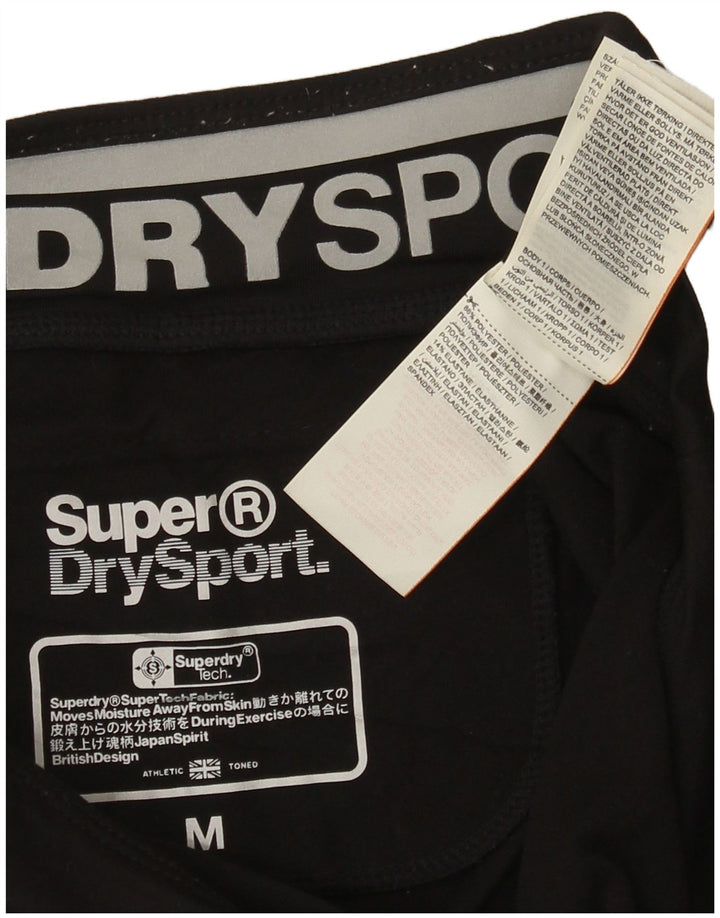 Superdry Womens Graphic Capri Leggings UK 12 Medium Black Polyester