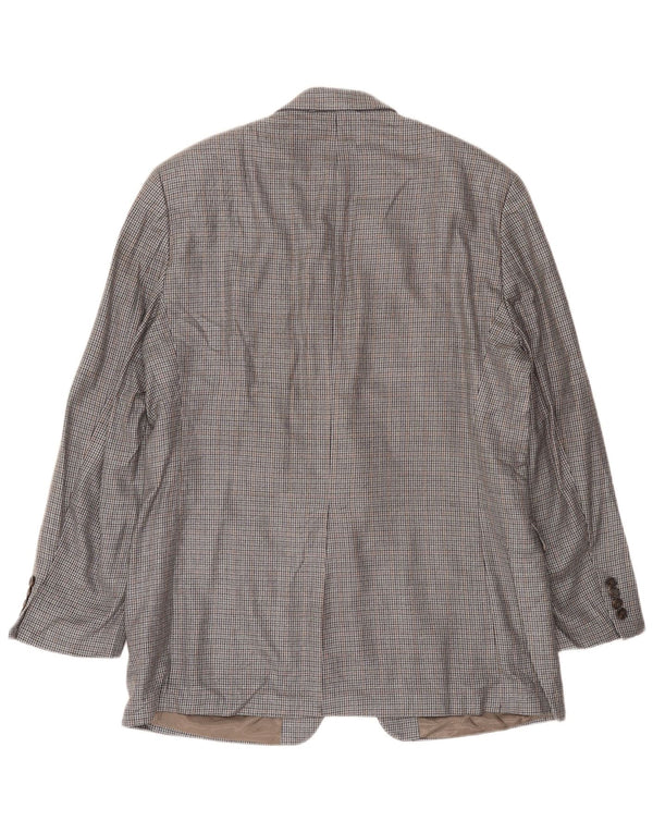 Ralph Lauren Mens 2 Button Blazer Jacket UK 42 Large Grey Houndstooth Silk