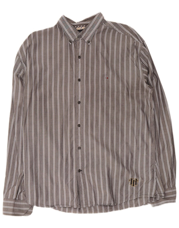 Tommy Hilfiger Mens Shirt XL Grey Pinstripe Cotton