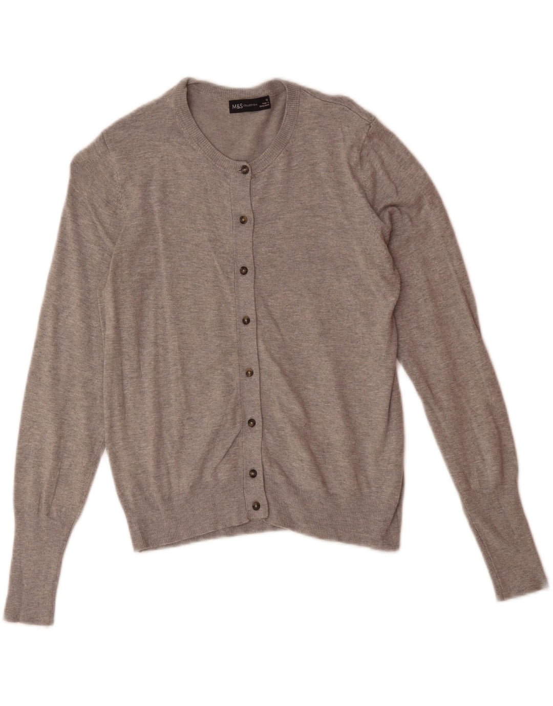 MARKS & SPENCER Womens Cardigan Sweater UK 12 Medium Grey Viscose Vintage Marks & Spencer and Second-Hand Marks & Spencer from Messina Hembry 