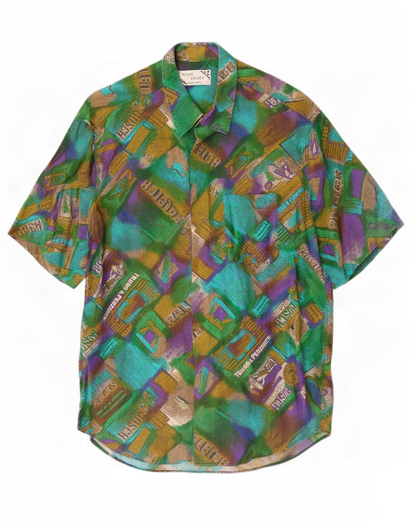 West Coast muška grafička majica kratkih rukava XL zelena patchwork viskoza