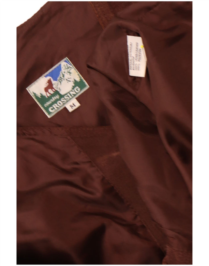 Vintage Mens Suede Waistcoat Medium Brown Leather