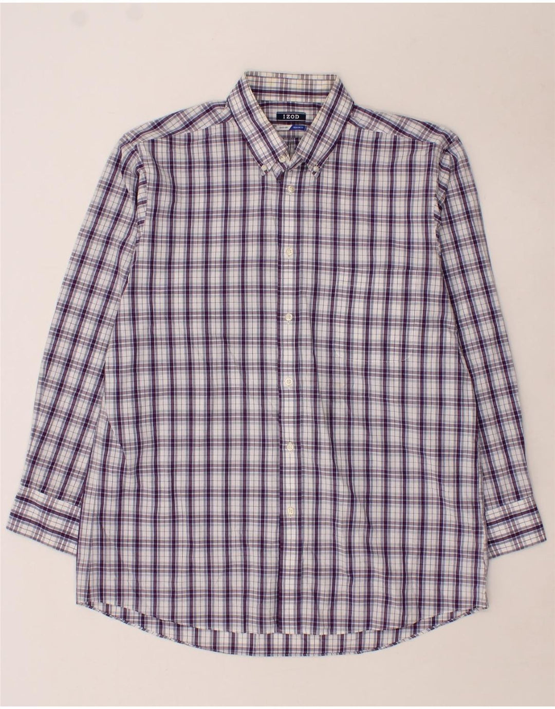 IZOD Mens Regular Fit Shirt Size 15 1/2 Medium Purple Check Cotton Vintage Izod and Second-Hand Izod from Messina Hembry 