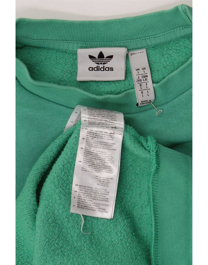 Adidas Mens Sweatshirt Jumper Large Green Cotton