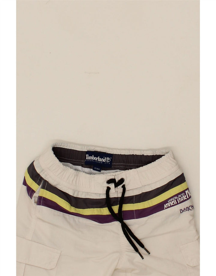 TIMBERLAND Boys Swimming Shorts 3-4 Years White Striped Vintage Timberland and Second-Hand Timberland from Messina Hembry 