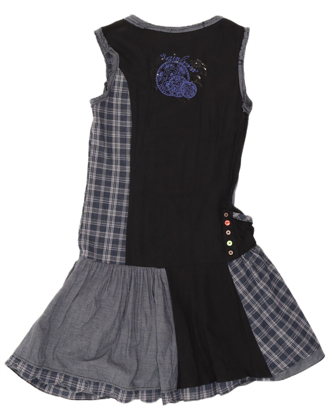 Desigual Damen Kleid mit tiefer Taille, EU 38, mittleres Marineblau, Patchwork