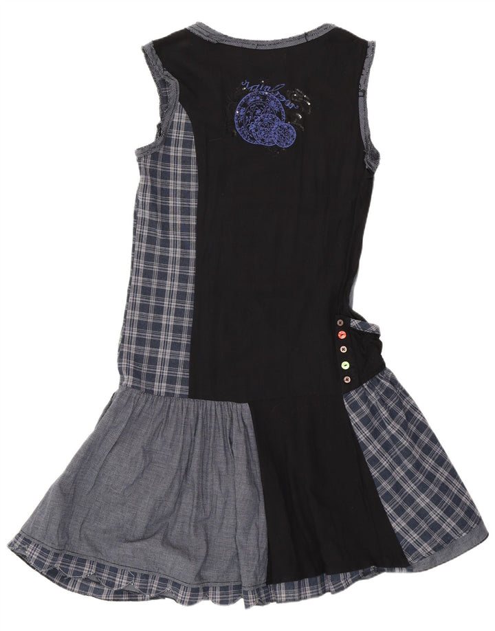 Desigual Damen Kleid mit tiefer Taille, EU 38, mittleres Marineblau, Patchwork