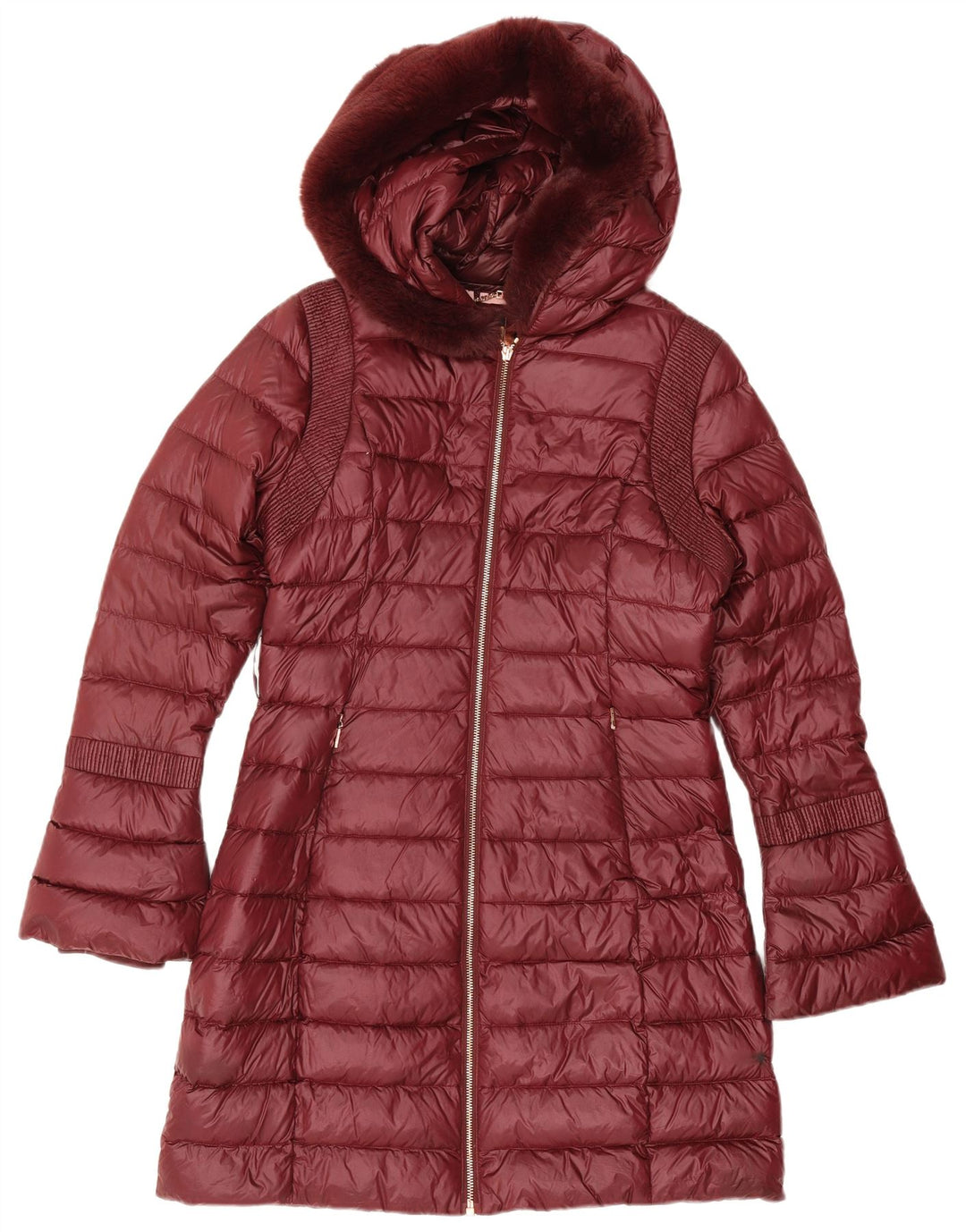 Ted Baker Manteau rembourré à capuche pour femme Taille 2 Petit Bordeaux Polyamide