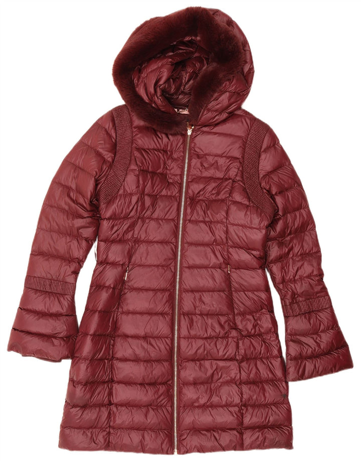 Ted Baker Manteau rembourré à capuche pour femme Taille 2 Petit Bordeaux Polyamide