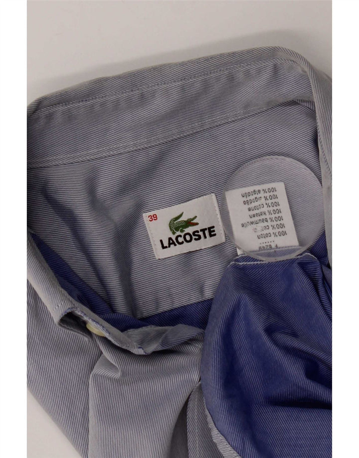 Lacoste Mens Shirt Size 39 Small Blue Pinstripe Cotton