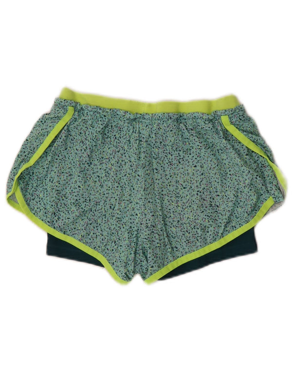 Nike Damen Dri Fit Sport Shorts UK 6 XS Grün geflecktes Polyester
