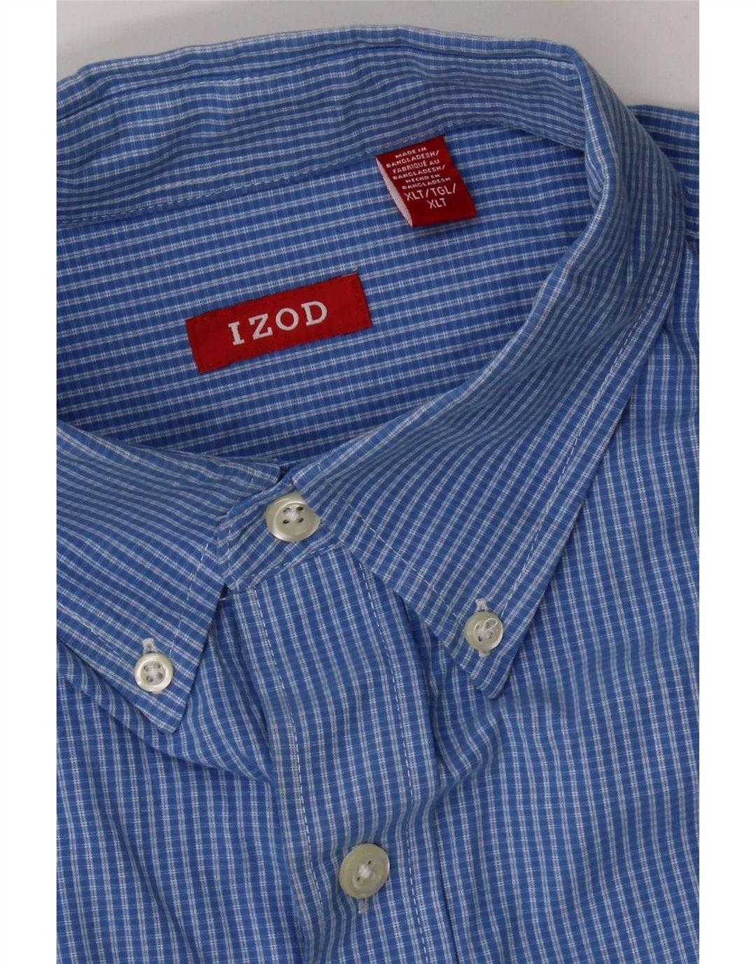 IZOD Mens Big & Tall Shirt XL Blue Check Cotton Vintage Izod and Second-Hand Izod from Messina Hembry 