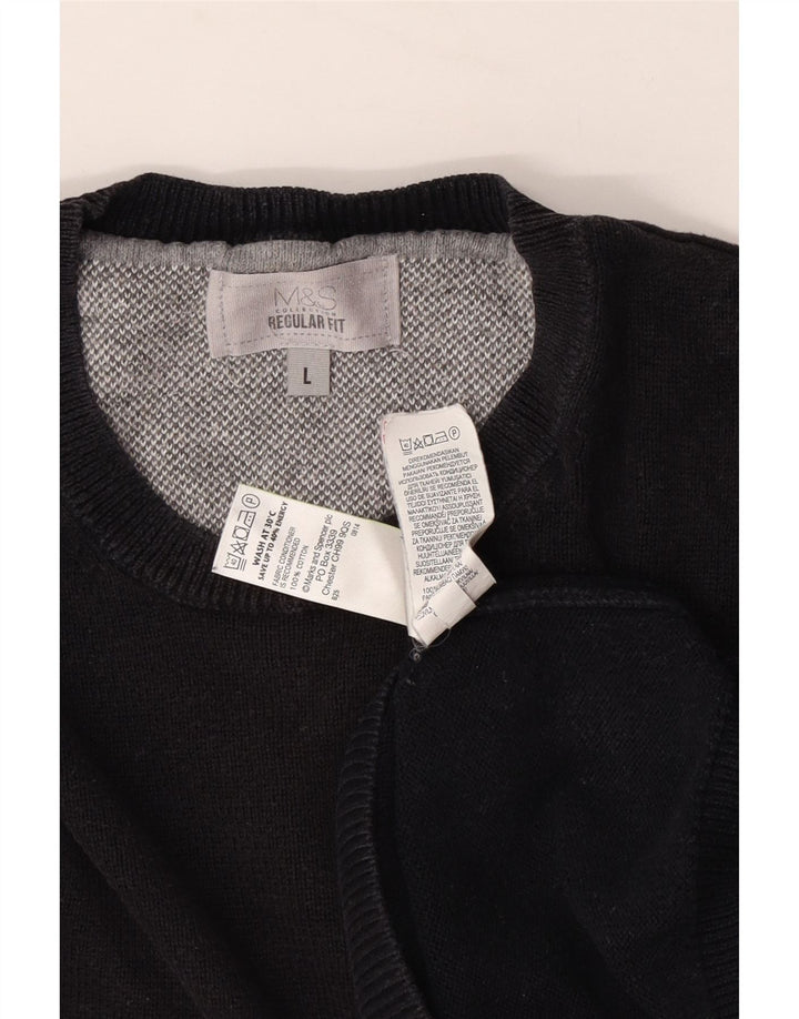 Marks & Spencer Mens Regular Fit Crew Neck Jumper Sweater Large Navy Blue