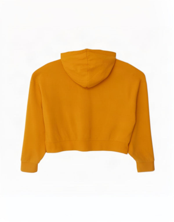 Maglione con cappuccio e zip corta da donna Puma UK 14 cotone giallo medio