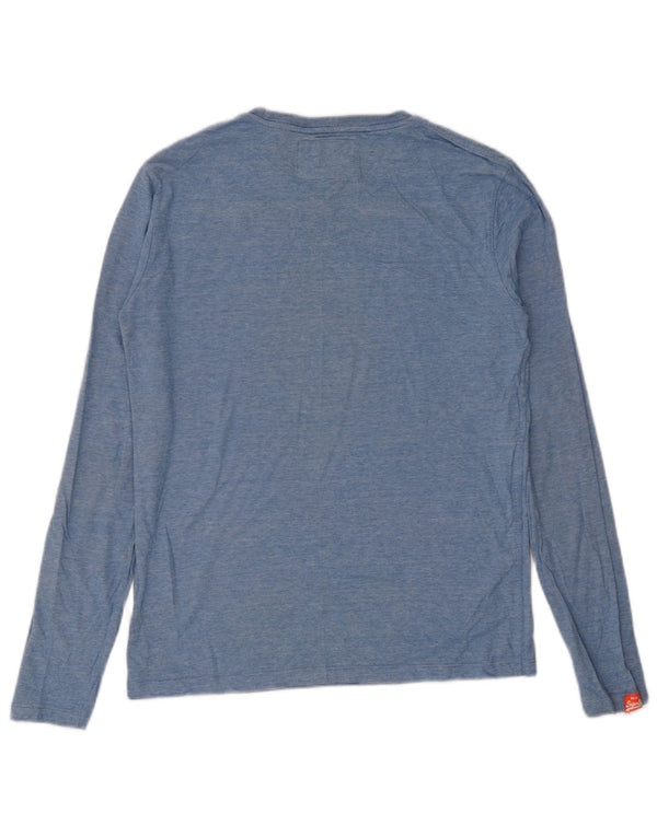 Superdry Mens Top Long Sleeve Medium Blue Flecked Cotton