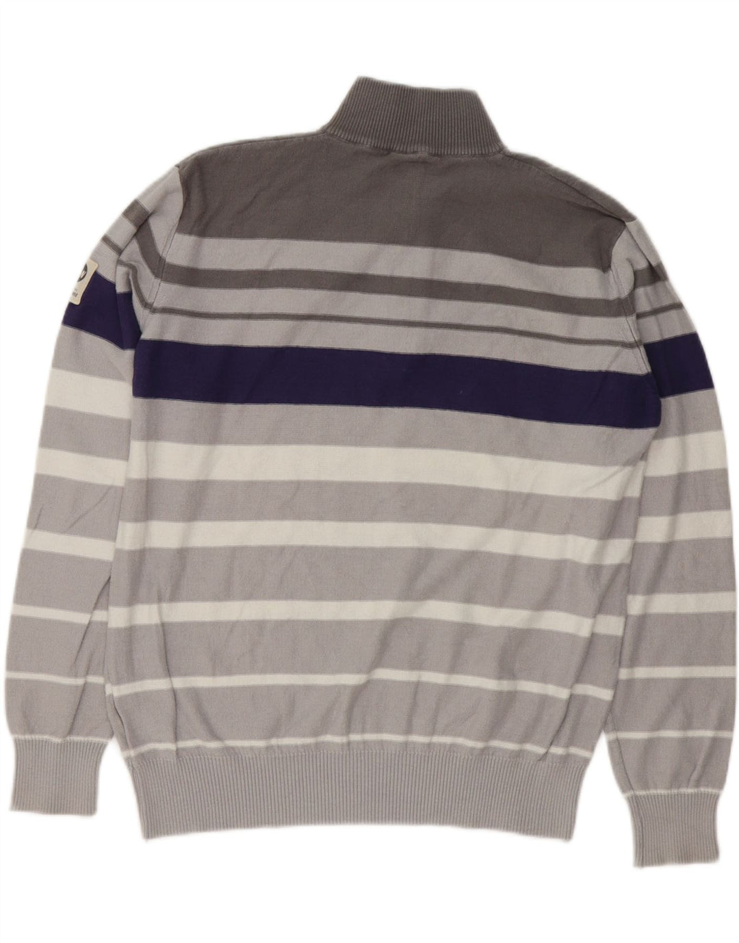 MURPHY & NYE Mens Graphic Zip Neck Jumper Sweater Large Grey Colourblock