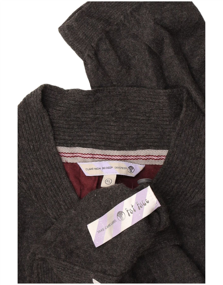 Fat Face Herre Button Neck Jumper Sweater XL Grå Bomuld