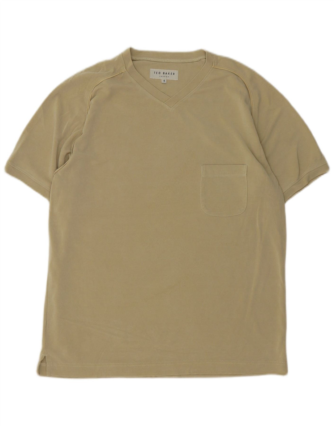 Ted Baker Mens T-Shirt Top Size 4 Large Khaki Cotton
