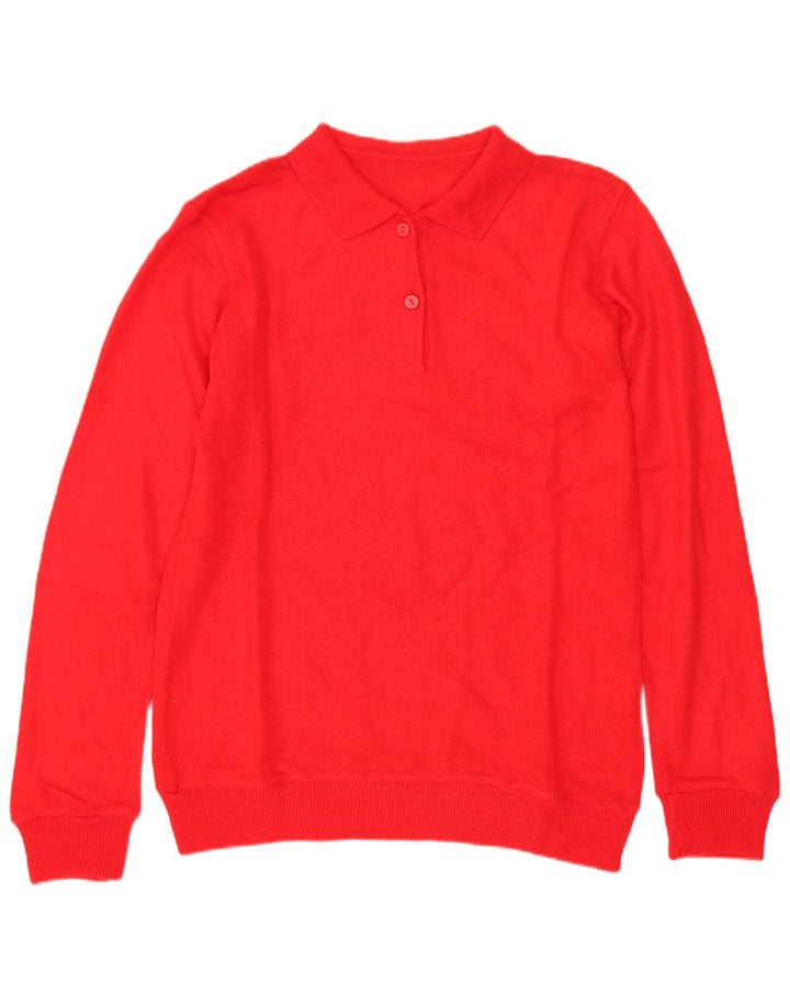 Vintage Womens Polo Neck Jumper Sweater IT 42 Medium Red Polyacrylic