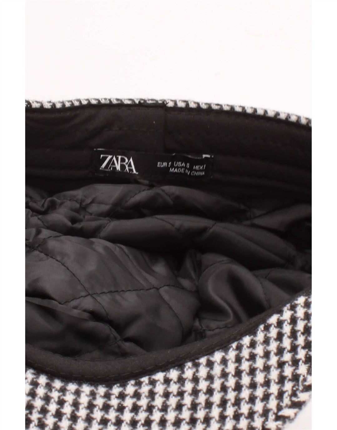 Czapka damska Zara Newsboy, mała, czarna pepitka
