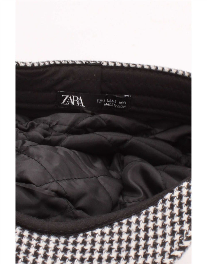 Czapka damska Zara Newsboy, mała, czarna pepitka