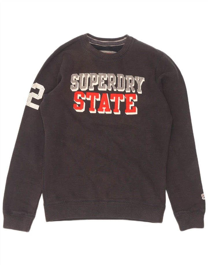 Superdry Mens Graphic Sweatshirt Jumper Small Black Cotton