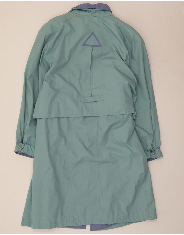 vintage Femme Trench Coat UK 12 Medium Green Colourblock Polyester