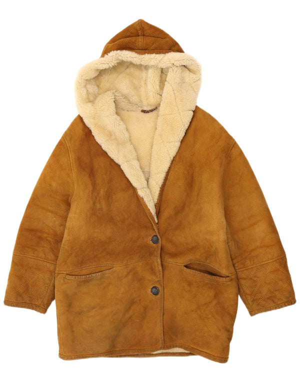 Conbipel Dame Hætte Shearling Jacket UK 16 Large Beige