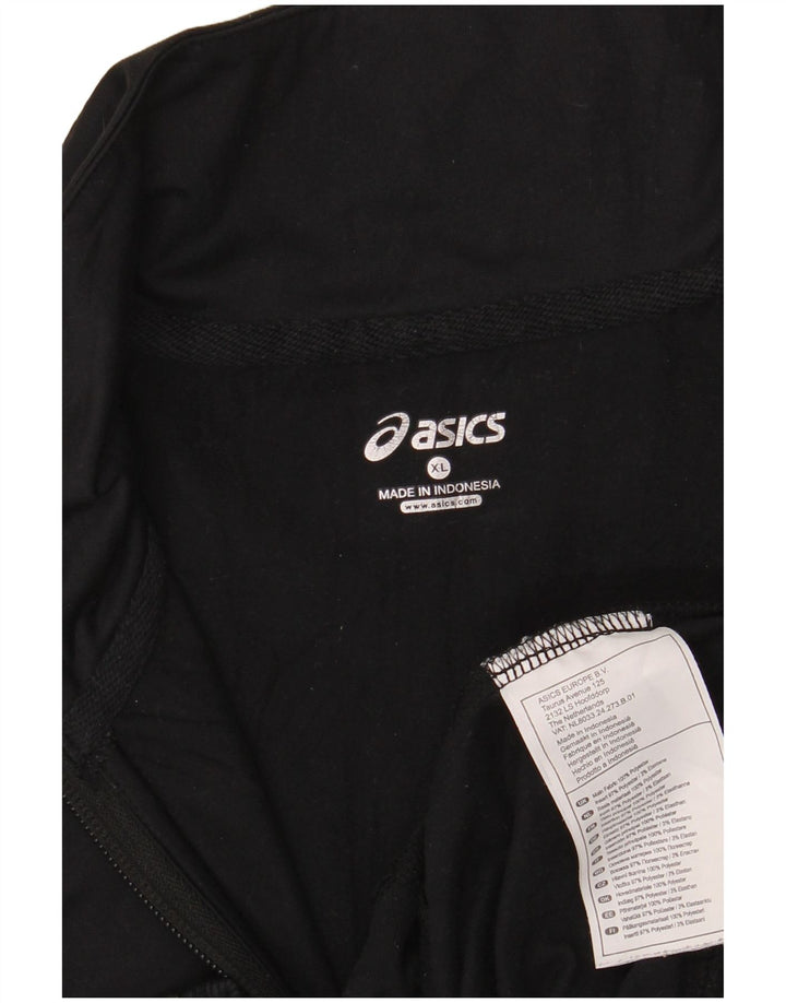 Asics Womens Tracksuit Top Jacket UK 18 XL Black Colourblock Polyester