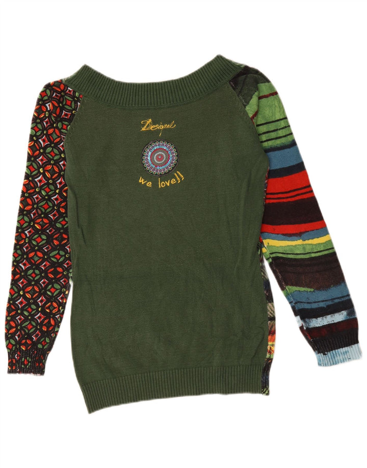Desigual Maglione da donna con scollo a barchetta UK 14 medio multicolore