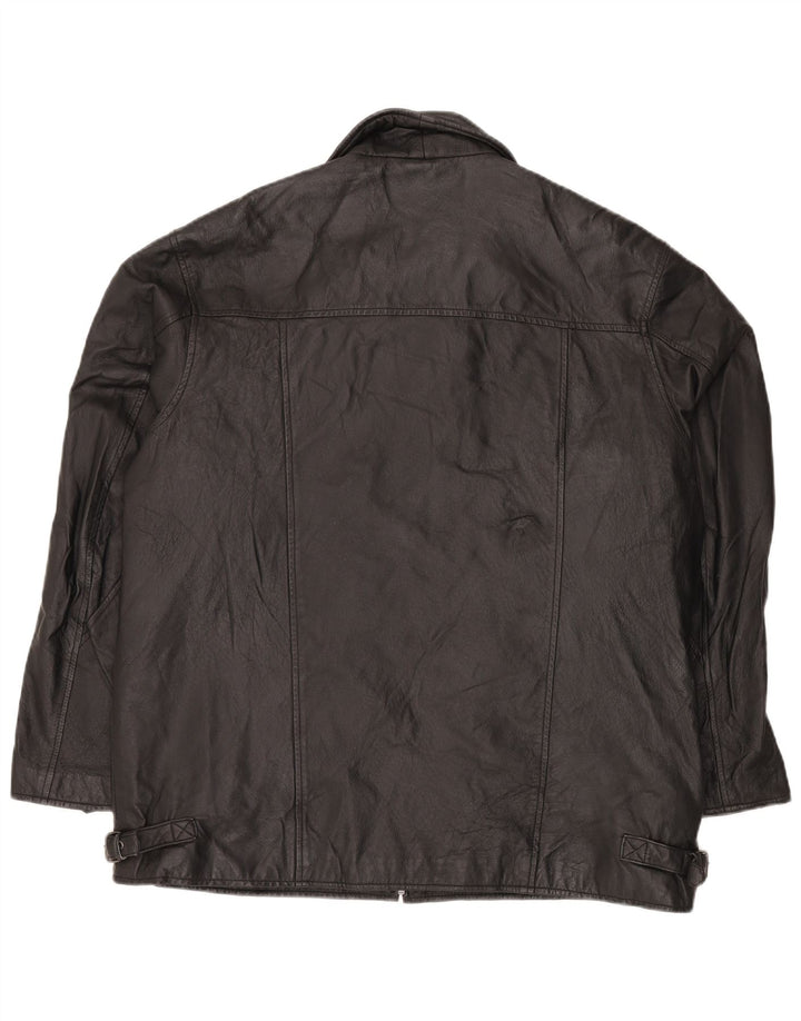 ANGELO LITRICO Mens Leather Jacket UK 42 XL Black Leather